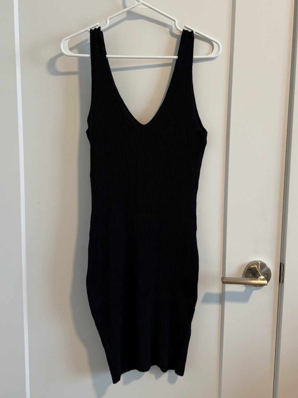 Dynamite Black Ribbed V-Neck Mini Dress - Picture 2 of 3